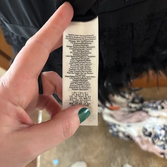 DKNY Black Long Sleeve Feather Dress - Picture 6 of 7